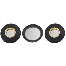 Zestaw 3 okrągłych luster w czarnych ramach 25,5cm