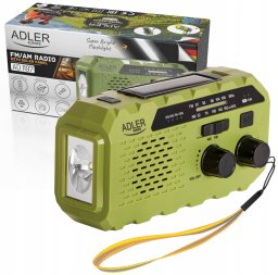 Radio Adler Radio solarne z korbką AD 1197 G power bank, latarka