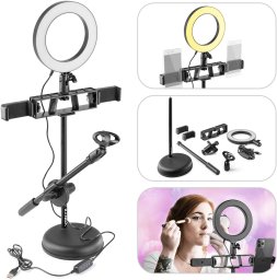 Lampa pierścieniowa Vonyx Lampa pierścieniowa LED RL20 USB+ stojak one size