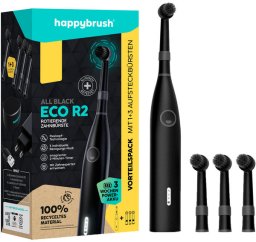 Szczoteczka Happybrush ECO* R2 Allblack + 3 Refills, Szczoteczka elektryczna(czarna)
