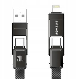 Kabel USB 4w1 Blitzwolf BW-HDC7 USB-A, USB-C / USB-C, Lightning 240W 1.2m (czarny)