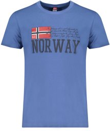 NIEBIESKI T-SHIRT MĘSKI Z KRÓTKIM RĘKAWEM Norway 1963 2XL