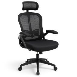 Fotel obrotowy czarny siatka krzesło ergonomiczny z zagłówkiem