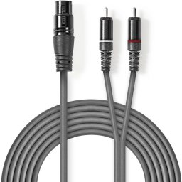 Kabel Nedis XLR - RCA (Cinch) x2 1.5m szary (COTH15220GY15)