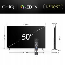 Telewizor CHiQ U50QST TV 50, UHD, QLED, Google TV, DLG 120 Hz, Dolby Audio, Frameless, metaliczna
