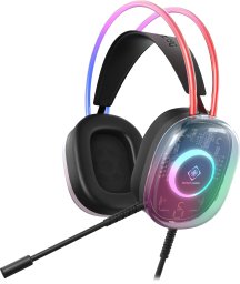 Słuchawki Deltaco półprzezroczyste słuchawki gamingowe z podświetleniem RGB na pałąku i na nausznikach / GAM-186 / 4222394