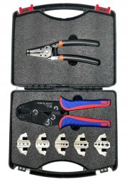 Zestaw zaciskarka z wymiennymi beznarzędziowo szczękami + cęgi