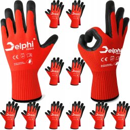 RĘKAWICE ROBOCZE RĘKAWICZKI OCHRONNE XL LATEKS LATEX POWLEKANE MOCNE 10 PAR