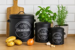 Komplet 3 pojemników do przechowywania Ziemniaki Cebula Czosnek