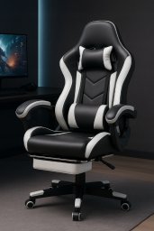 Fotel gamingowy VIPER czarno-biały kubełkowy, ergonomiczny z podnóżkiem