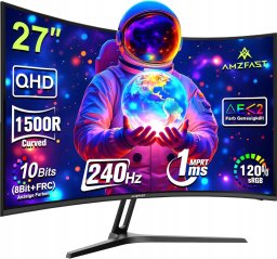 Amzfast Zakrzywiony monitor gamingowy 27" 240 Hz QHD 2560 x 1440