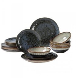 KOMPLET OBIADOWY OMBRES DLA 6 OSÓB 18 ELEM. NAVY GREY
