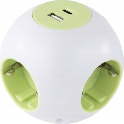 REV PowerGlobe Steckdosenwürfel 4-fach USB weiß-gr.1,4m015408112