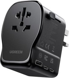Ugreen Uniwersalny adapter podróżny ładowarka sieciowa Ugreen S550, 65W, 2x USB-C, 1x USB-A