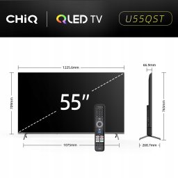 Telewizor CHiQ U55QST TV 55, UHD, QLED, Google TV, DLG 120 Hz, Dolby Audio, Frameless, metaliczna