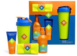 Rinkinys Idc Institute vyrams: dušo želė, 250 ml + veido prausiklis, 100 ml + gertuvė + rankšluostis, 1 vnt.