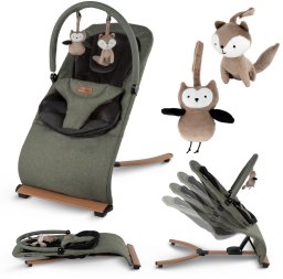 LeŻaczek bujaczek kidwell rubi skŁadany dla niemowlĄt green/black wooden