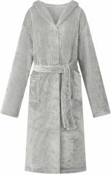 vidaXL Szlafrok z kapturem Szary xxxl Flanela