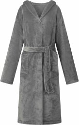 vidaXL Szlafrok z kapturem Ciemnoszary fleece