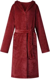 vidaXL Szlafrok z kapturem flanelowy Bordeaux Czerwony m
