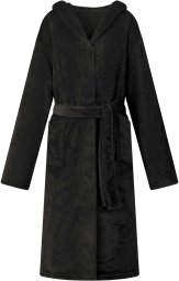 vidaXL Szlafrok z kapturem Czarny m flanela