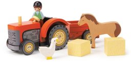 Tender Toys Traktor z przyczepą i akcesoriami drewniany EDUKAMP