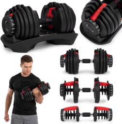 Hantel regulowany żeliwny z podstawką obciążenie 2,5-24 kg ModernHome EDUKAMP