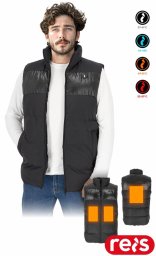 Pikowany męski bezrękawnik ochronny stójka ocieplany wodoodporne panele grzewcze 3 tryby powerbank USB A zamek błyskawiczny NOORVIK 2XL