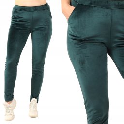 LAEMI Dresy damskie Spodnie dresowe Welurowe Butelkowa Zieleń XL