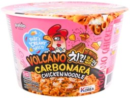 Paldo Danie Ramyun Volcano Carbonara, ostro przyprawiona miska 105g