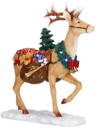 Jeleń z prezentami i choinką LED 38,3cm / Merry Moments