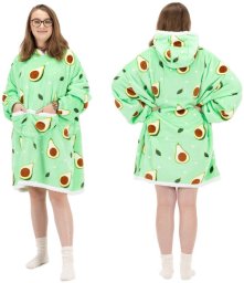 Kocobluza damska oversize koc bluza 2w1 z kapturem ciepła szlafrok futrzak zielony UNIWERSALNY