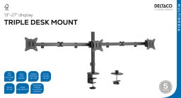 Triple Desk Mount, tilt, swivel, rotate, 13-27", 7 kg