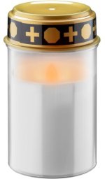 Znicz nagrobny LED, biały - Wersja kolorystyczna biały-złoty