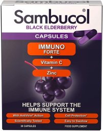 Vitabiotics Sambucol, Immuno Forte+, Vitamin C + Zinc, Capsules, 30 capsules Unisex