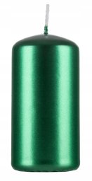 Donau Home Świeca słupek Standard Lakier, 50x100mm, 4 szt., zielony metaliczny połysk