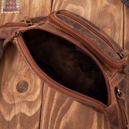 Paolo Peruzzi Saszetka męska skórzana klasyczna nerka biodrowa brązowa vintage T-136-HBR