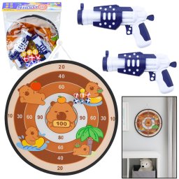 LeanToys Gra Zręcznościowa Tarcza Kapibary Dart Piłeczki Na Rzep Pistolety 73,5 cm LEAN Toys (28097)