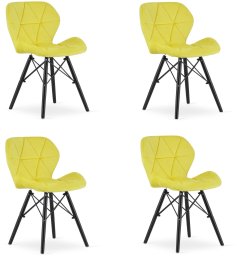 Leobert Krzesło żółty LAGO aksamitowy welurowy elegancki do salonu i jadalni x4