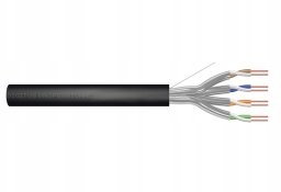 DIGIT Kabel instalacyjny zewnętrzny żelowany kat.6A, U/FTP, Fca, AWG 23/1, PE, 500m, czarny, szpula