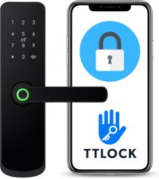 ZAMEK ELEKTRONICZNY KLAMKA DO DRZWI CZARNA NA KOD SZYFR ODCISK PALCA TTLOCK