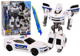 LeanToys Auto-Robot 2w1 Transformacja samochodu policyjnego białego LEAN Toys