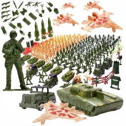ŻOŁNIERZYKI PLASTIKOWE ZESTAW 307 ELEMENTÓW FIGURKI BAZA WOJSKOWA ARMIA