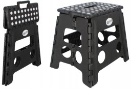 Deco4Home STOŁEK TABORET SKŁADANY antypоślizgowy czarny 32 cm 150 kg