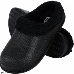 Reis BCFLUFF Damskie klapki klapki z tworzywa EVA ocieplane futerkiem, wsuwane, wyprofilowane - czarny 37