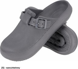 Reis BCTEX Klapki damskie TEX made of EVA material slip-on adjustable with a buckle contoured sole protects the foot - gray/steel 37