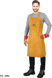 Weldoy fartuch spawalniczy ze skóry przedni, zakładany na szyję, żółty - 60X90 cm, uni (70x100)