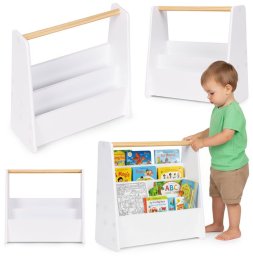 Ecotoys Biblioteczka dziecięca Montessori regał na książki organizujący 3 poziomy biały