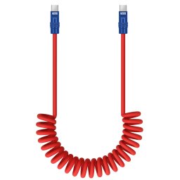 Newell NL4993 Kabel USB-C 100 W, 1,5 m silikonowy spiralny czerwono-granatowy
