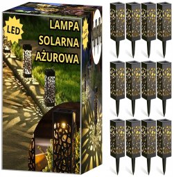 12x LAMPA SOLARNA AŻUROWA OGRODOWA WBIJANA LAMPKA LAMPION SOLARNY ZESTAW